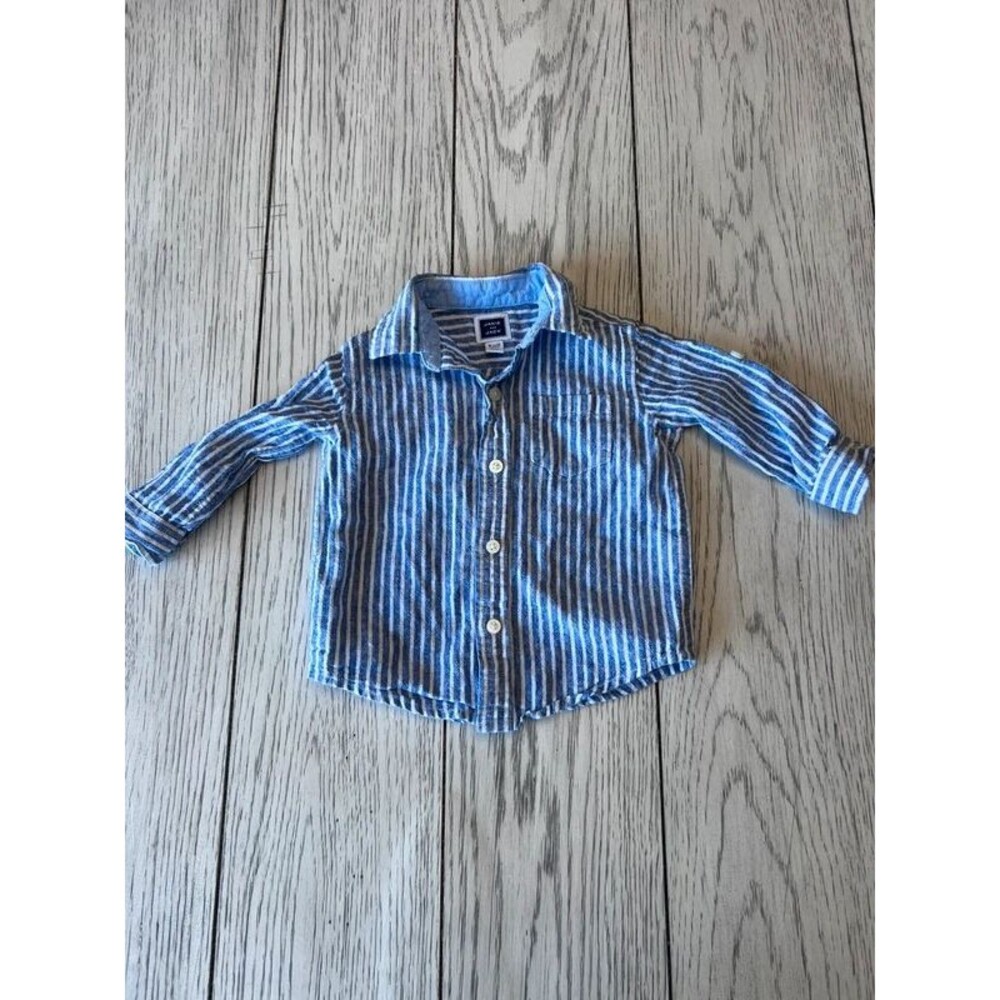 Janie & Jack Vintage 6/12 months Button Down Linen Cotton Shirt